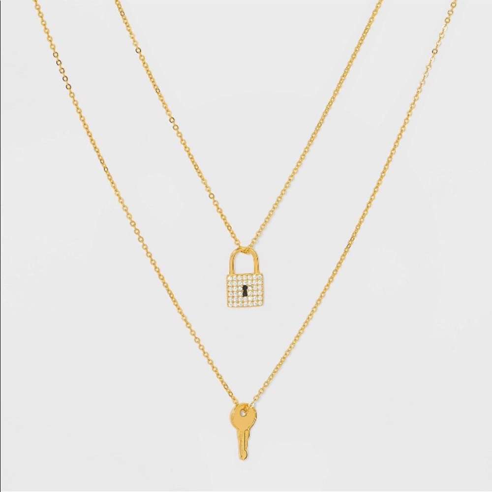 Sugarfix by Baublebar Locket and Key Delicate Layered  14K gold Necklace